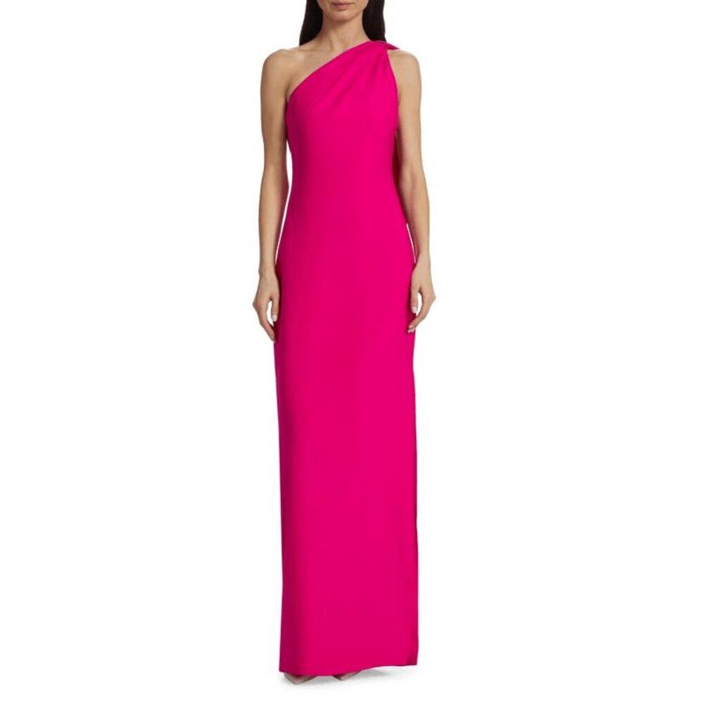 NWT Adam Lippes One Shoulder Draped Satin Back Crepe Foulard Gown Sz 8 $2490
